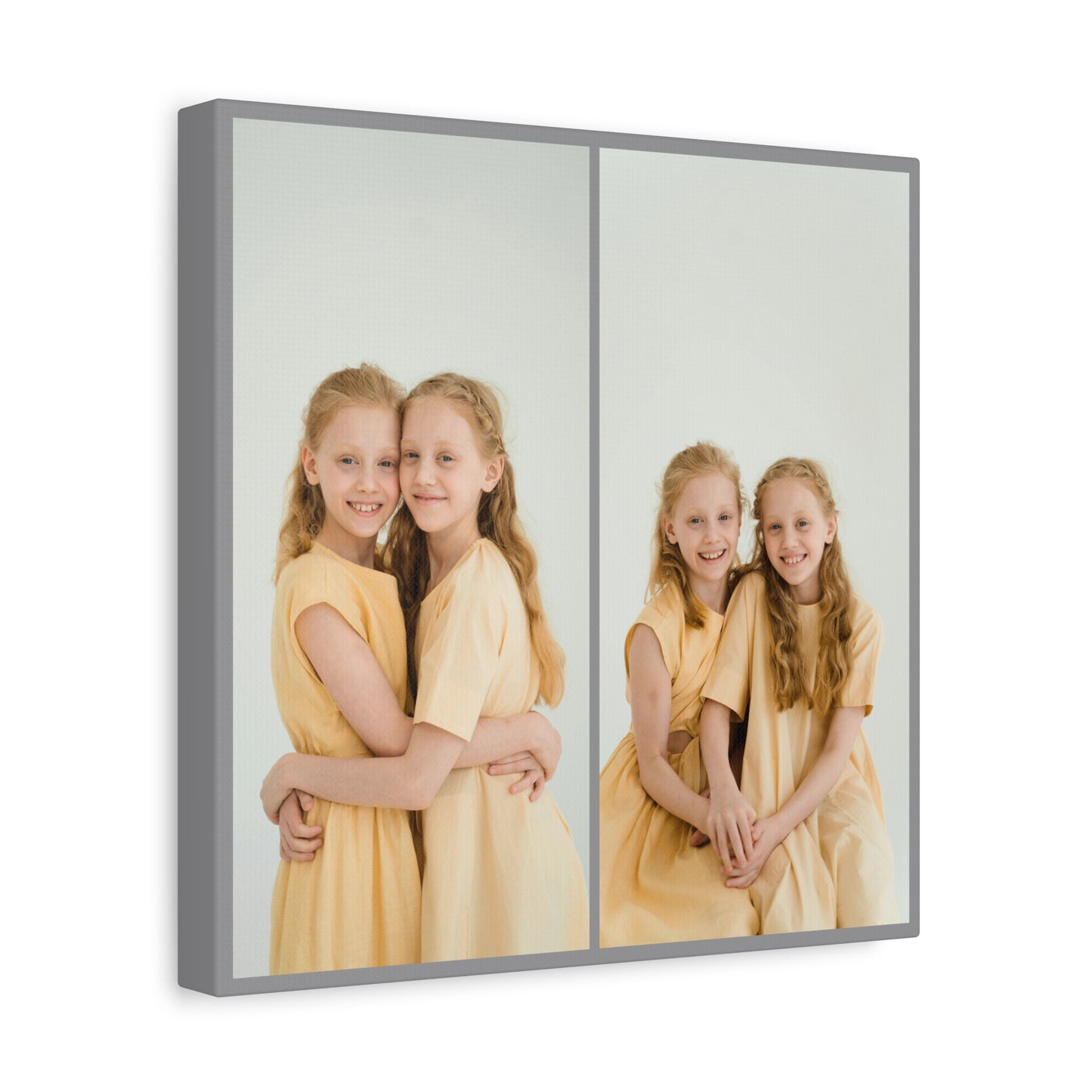 2 Photo Collage Canvas - 16"x16" - Gray - Canvas Print - Photo Upload - PicCanvas