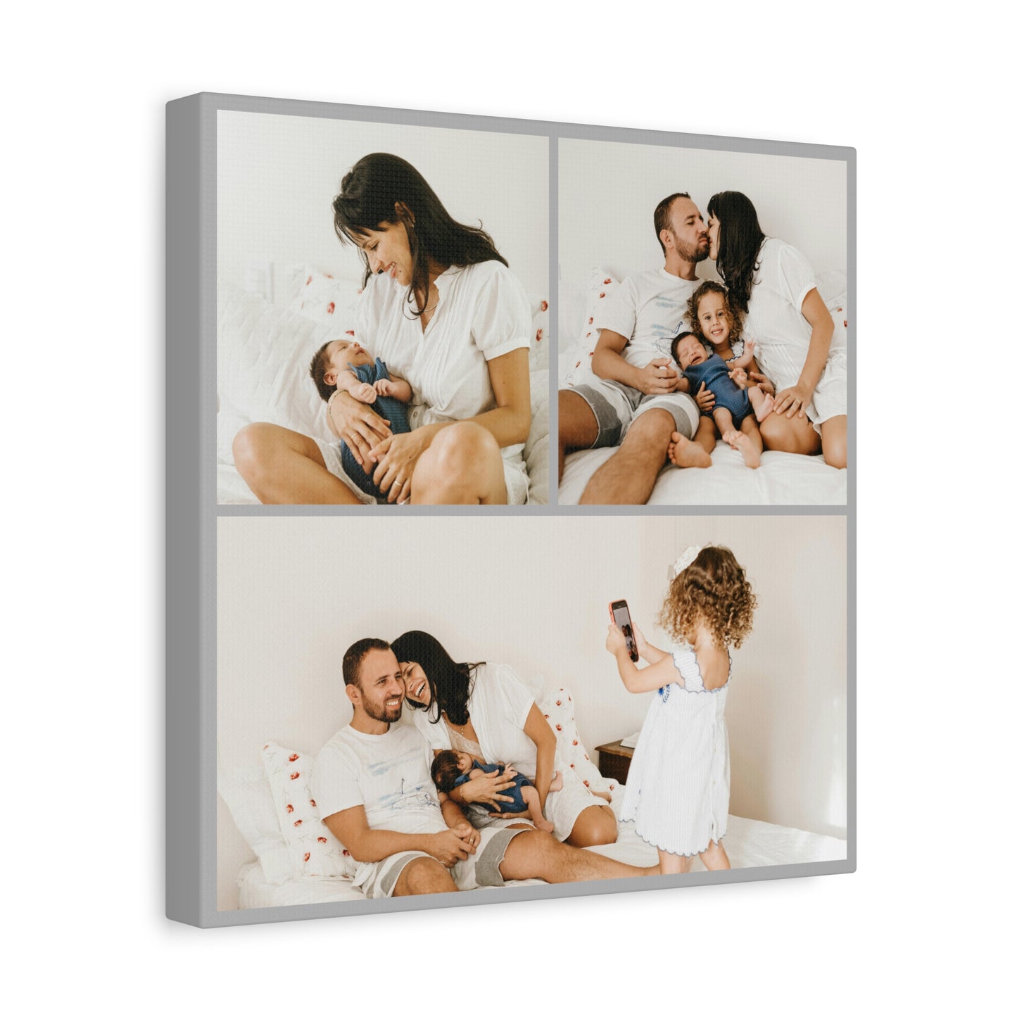 3 Photo Collage Canvas - Gray - 16"x16" - Canvas Print - Photo Upload - PicCanvas