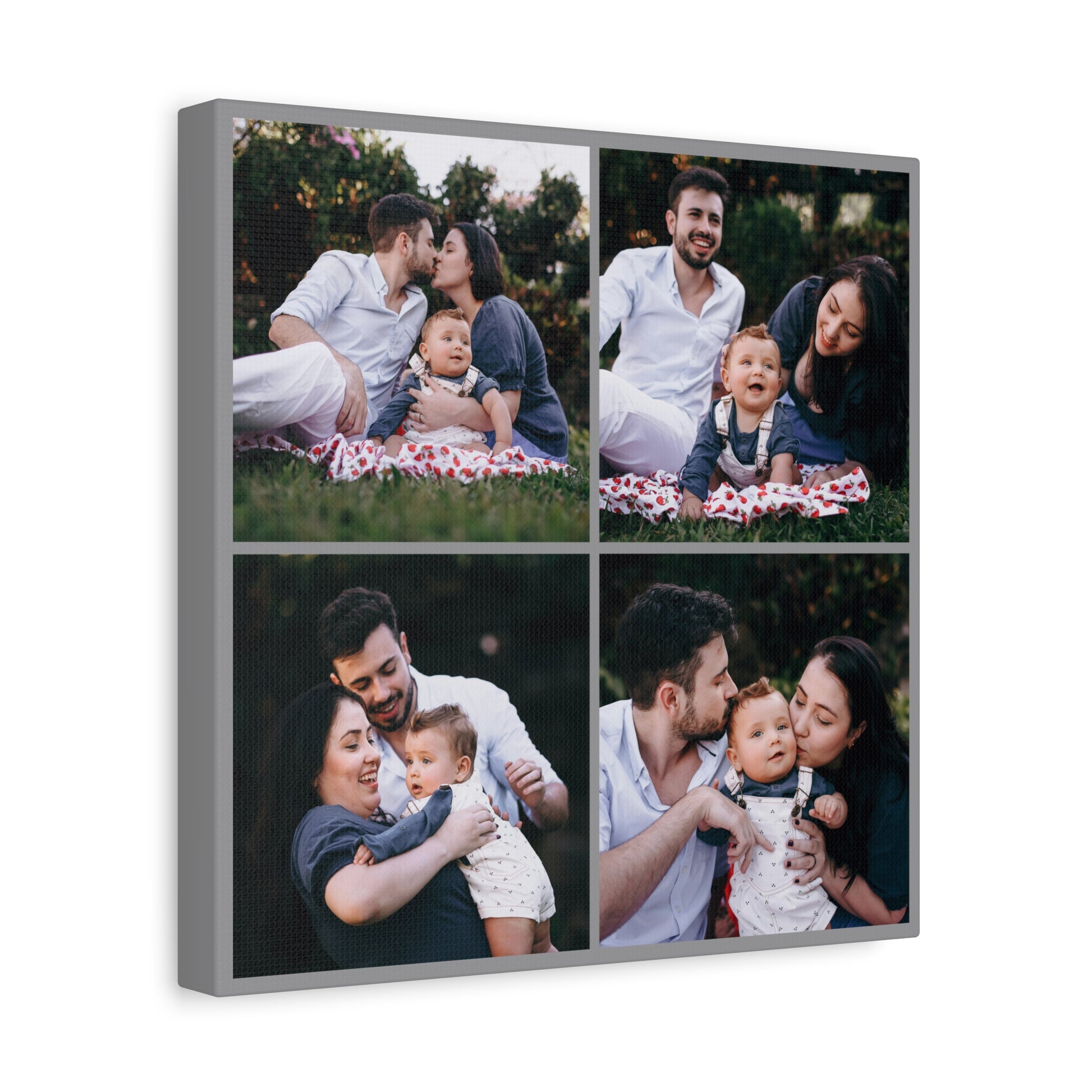 4 Photo Collage Canvas - Gray - 16"x16" - Canvas Print - Photo Upload - PicCanvas