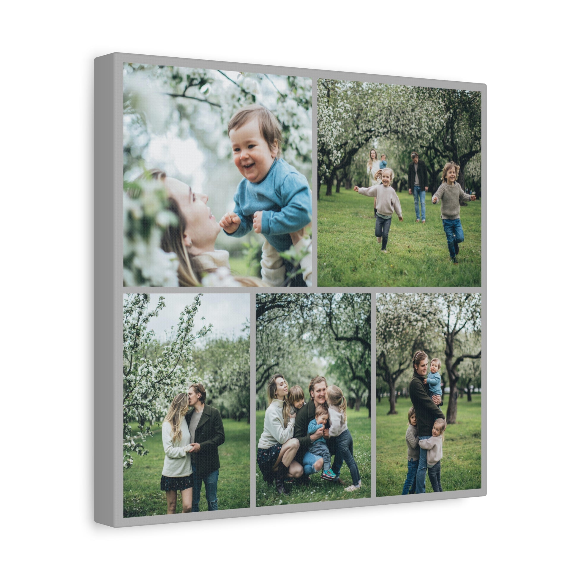 5 Photo Collage Canvas - Gray - 16"x16" - Canvas Print - Photo Upload - PicCanvas